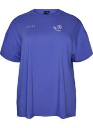 T-shirt i ekologisk bomull med ett litet motiv framtill, Bl&aring;