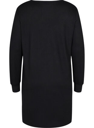 Långärmad klänning med spetsdetaljer, Black, Packshot image number 1