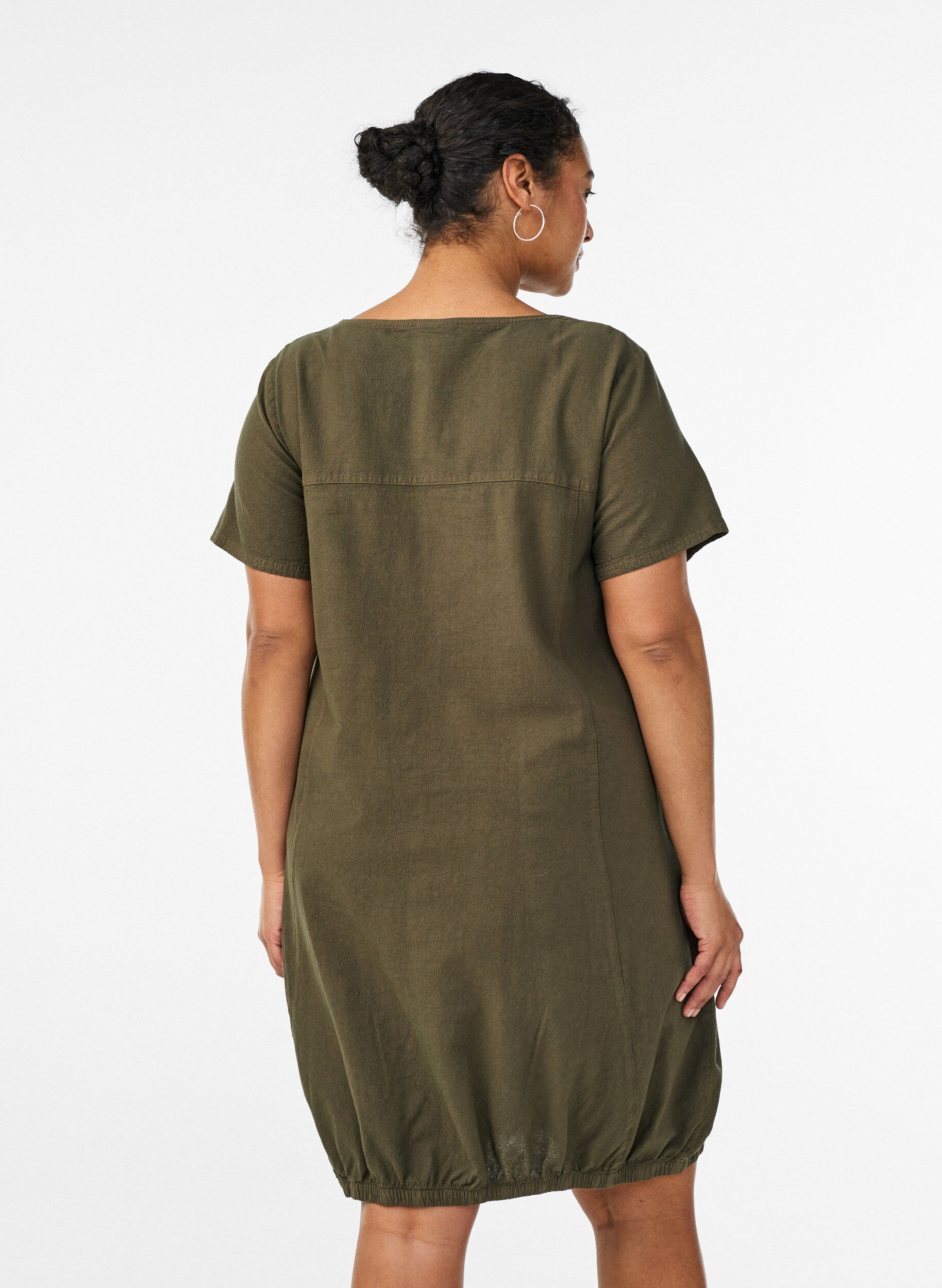 ZizziKort&auml;rmad kl&auml;nning i bomull, Gr&ouml;n, Model image number 2