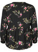 L&aring;ng&auml;rmad blus med blomm&ouml;nster, Svart, Packshot image number 1