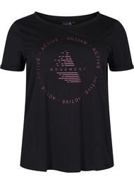  T-shirt till träning med print, Black w. copper logo