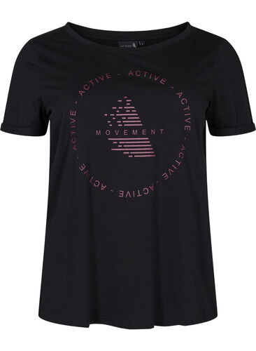  T-shirt till träning med print, Black w. copper logo, Packshot image number 0