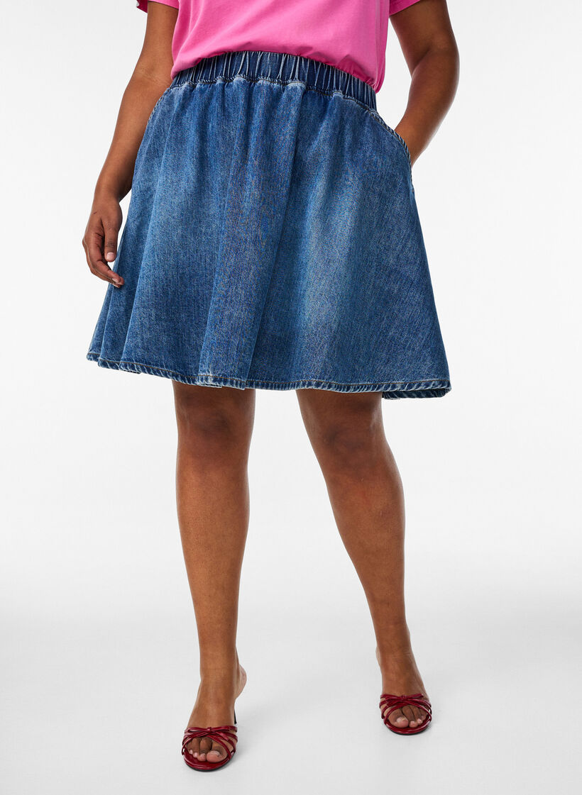 Kort jeanskjol, Bl&aring;, Model image number 3