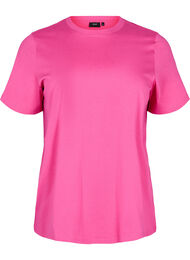 Enkel t-shirt i bomull med rund halsringning, Rosa