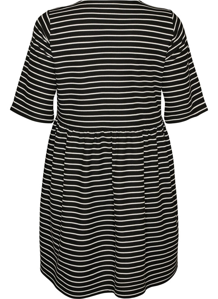 Kl&auml;nning med ribbad textur och empirsk&auml;rning, Vit, Packshot image number 1