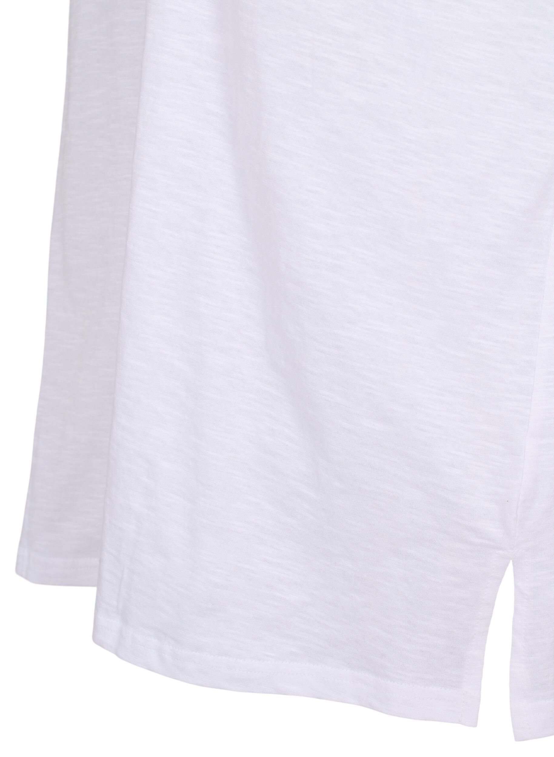 Zizzi Enf&auml;rgad oversize t-shirt med v-hals, Vit, Packshot image number 3