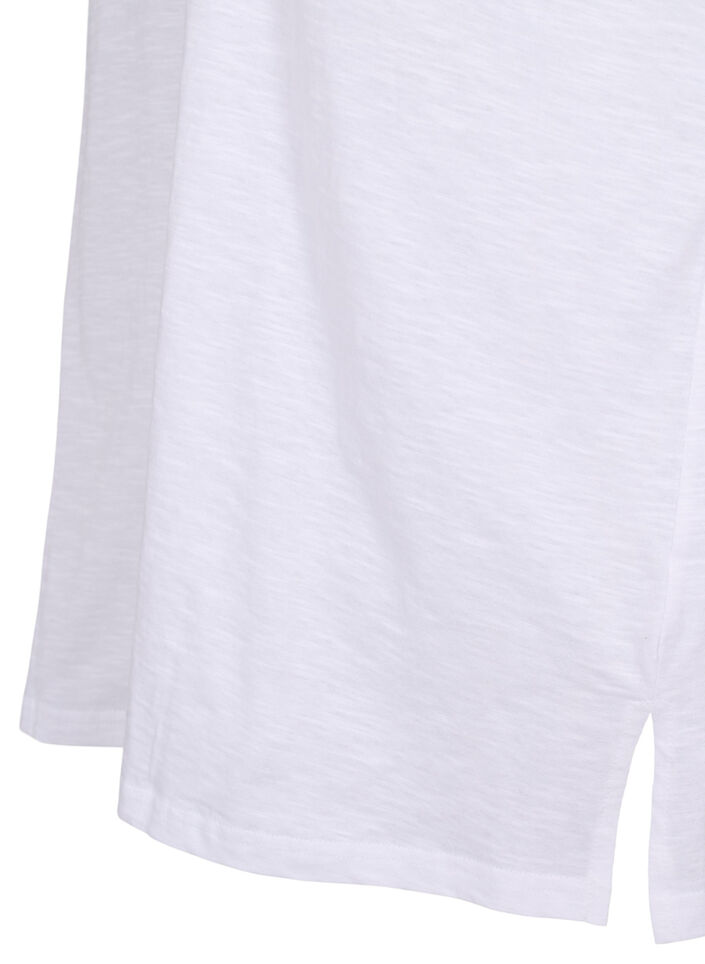 Enfärgad oversize t-shirt med v-hals, Vit, Packshot image number 3