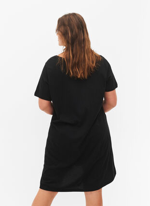 Organisk bomull nattklänning med V-hals , Black W. Yesterday, Model image number 1