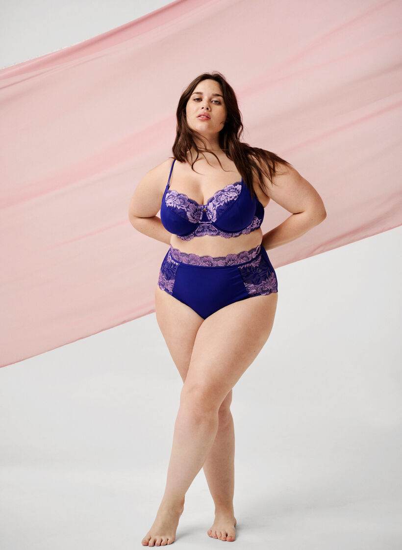 Heltäckande bh med bygel och spets, Clematis Blue ASS, Image image number 0