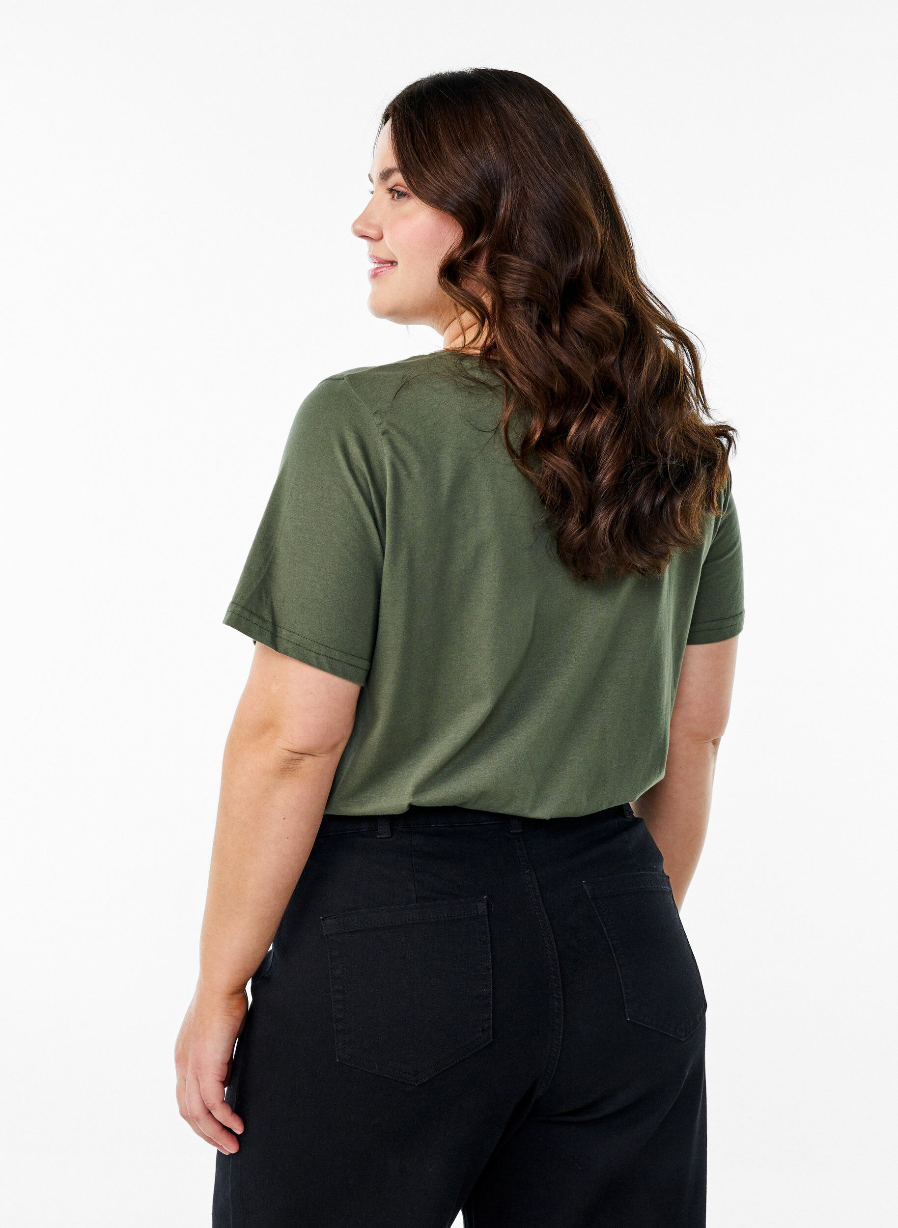 Zizzi FLASH - T-shirt med tryck, Gr&ouml;n, Model image number 2