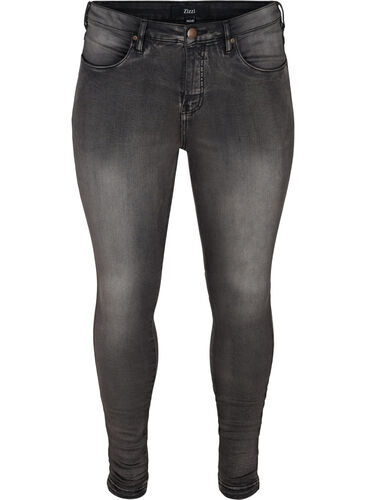 Super slim Amy jeans med hög midja, Dark Grey Denim, Packshot image number 0