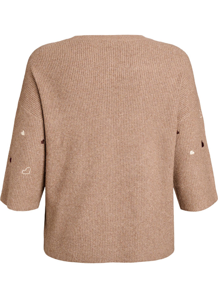 Tr&ouml;ja med hj&auml;rtan och 3/4-&auml;rm, Brun, Packshot image number 1
