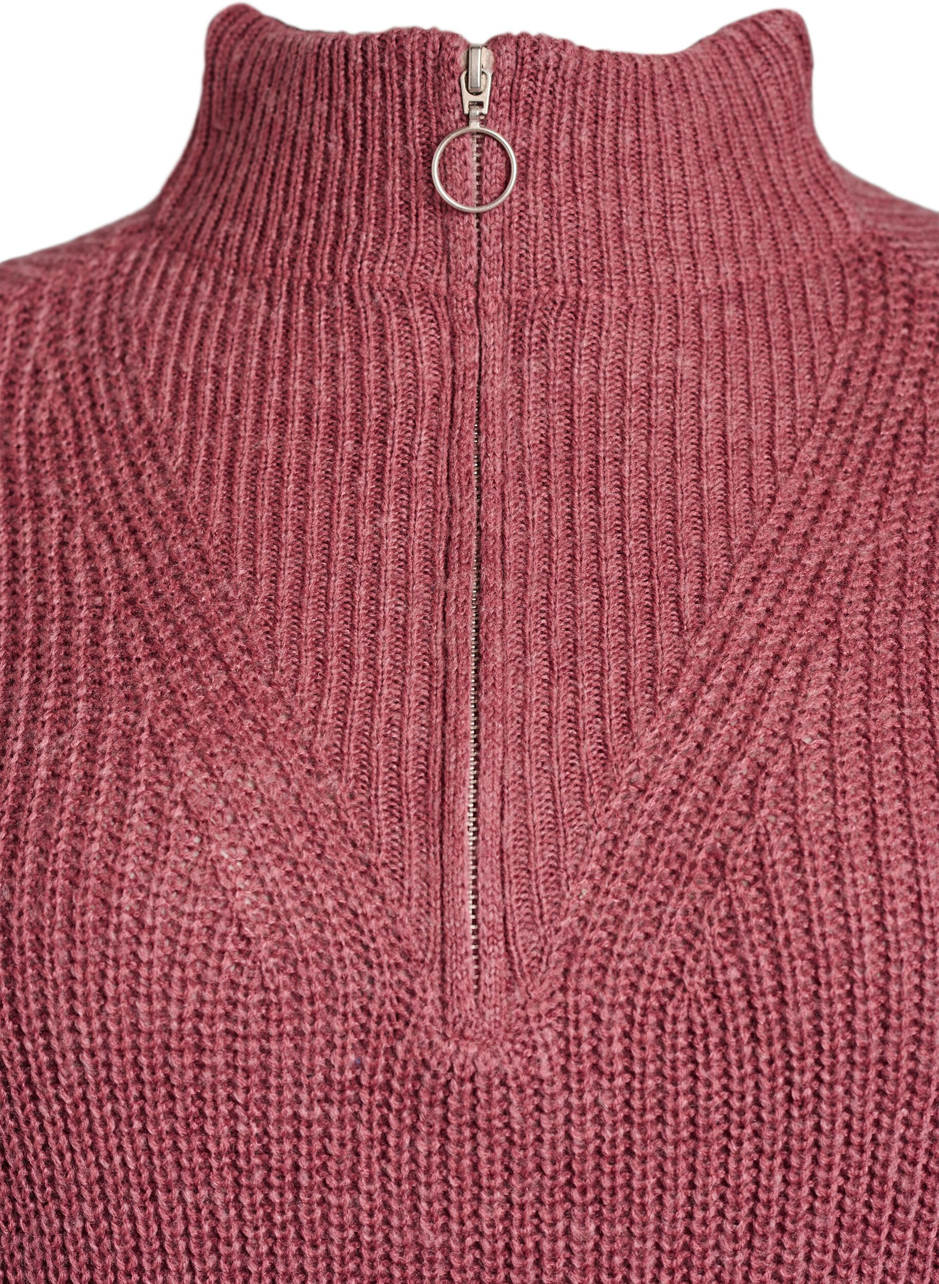 Zizzi FLASH - Kort stickad kl&auml;nning med h&ouml;g hals, Rosa, Packshot image number 2