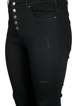 Amy jeans med hög midja och knappar, Black, Packshot image number 2
