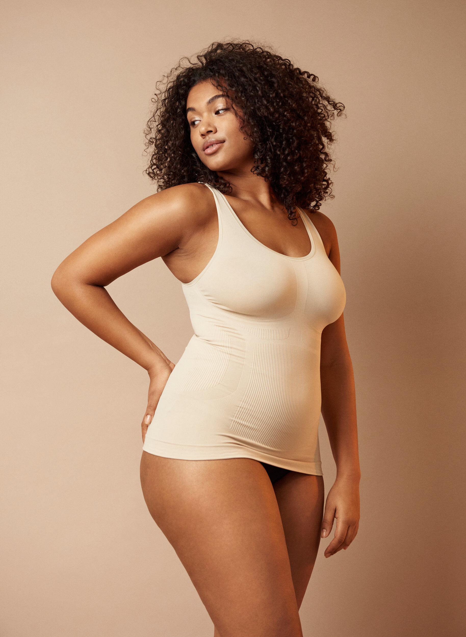 ZizziShapeweartopp med breda remmar, Beige, Image image number 1