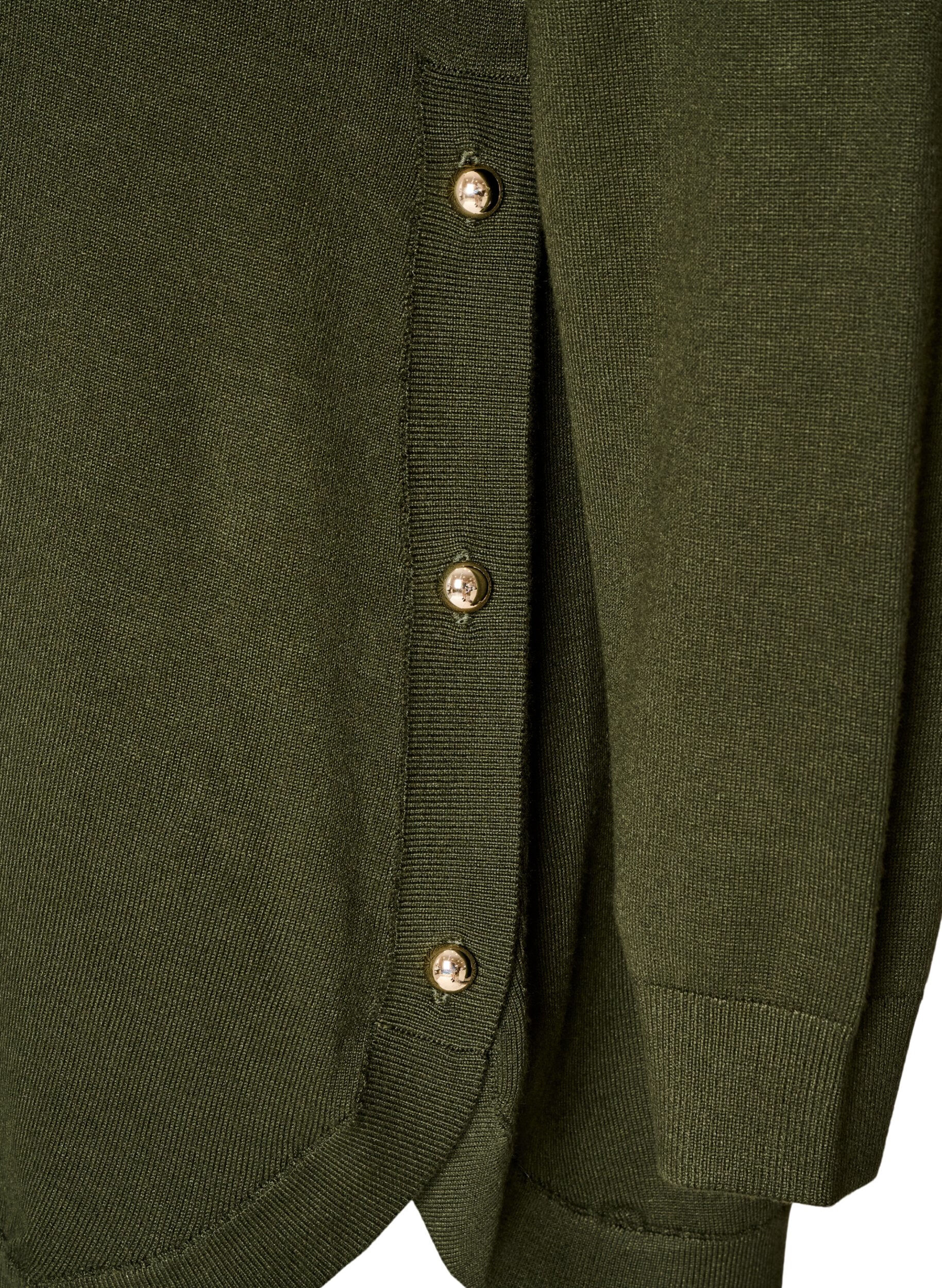 ZizziStickad blus med knappar i sidan, Gr&ouml;n, Packshot image number 3