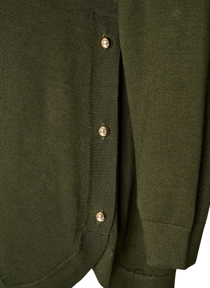 Stickad blus med knappar i sidan, Gr&ouml;n, Packshot image number 3