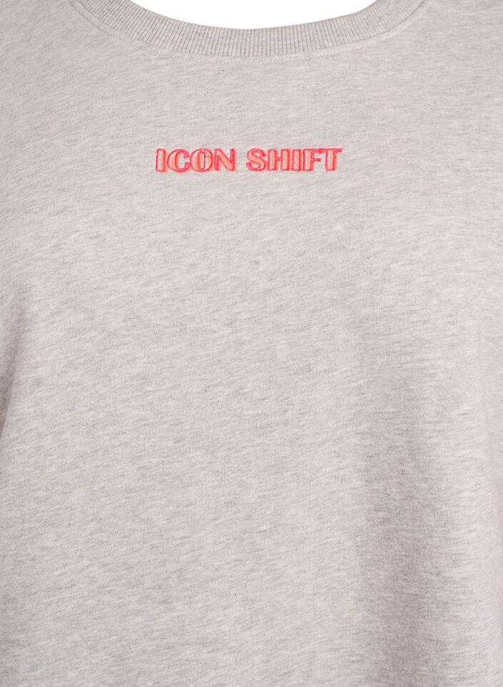 L&ouml;s sweatshirt med kontrastdetaljer p&aring; &auml;rmarna, Gr&aring;, Packshot image number 2
