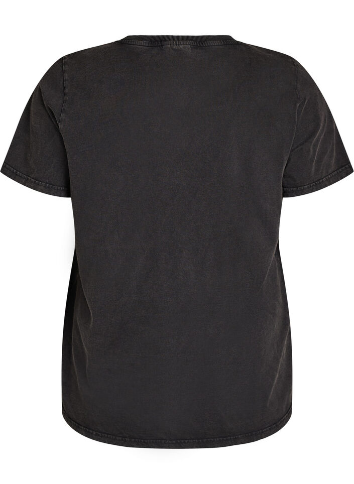 T-shirt i ekologisk bomull med grafiskt tryck, Svart, Packshot image number 1