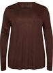 L&aring;ng&auml;rmad blus i ull och viskos, Brun, Packshot image number 0