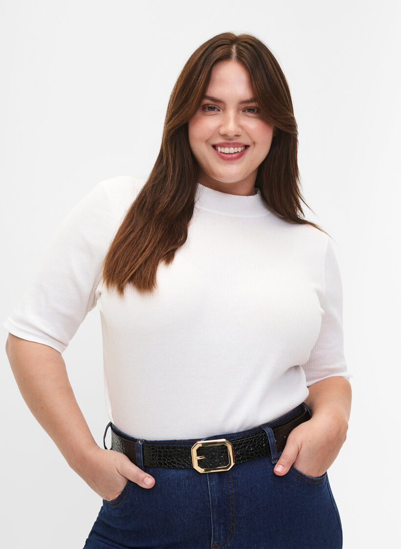 B&auml;lte i krokodilm&ouml;nstrat konstl&auml;der, Black w. Gold Buckle, Model image number 0