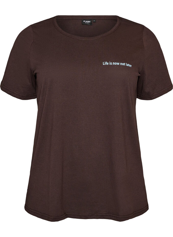 T-shirt med tryck, Brun, Packshot image number 0