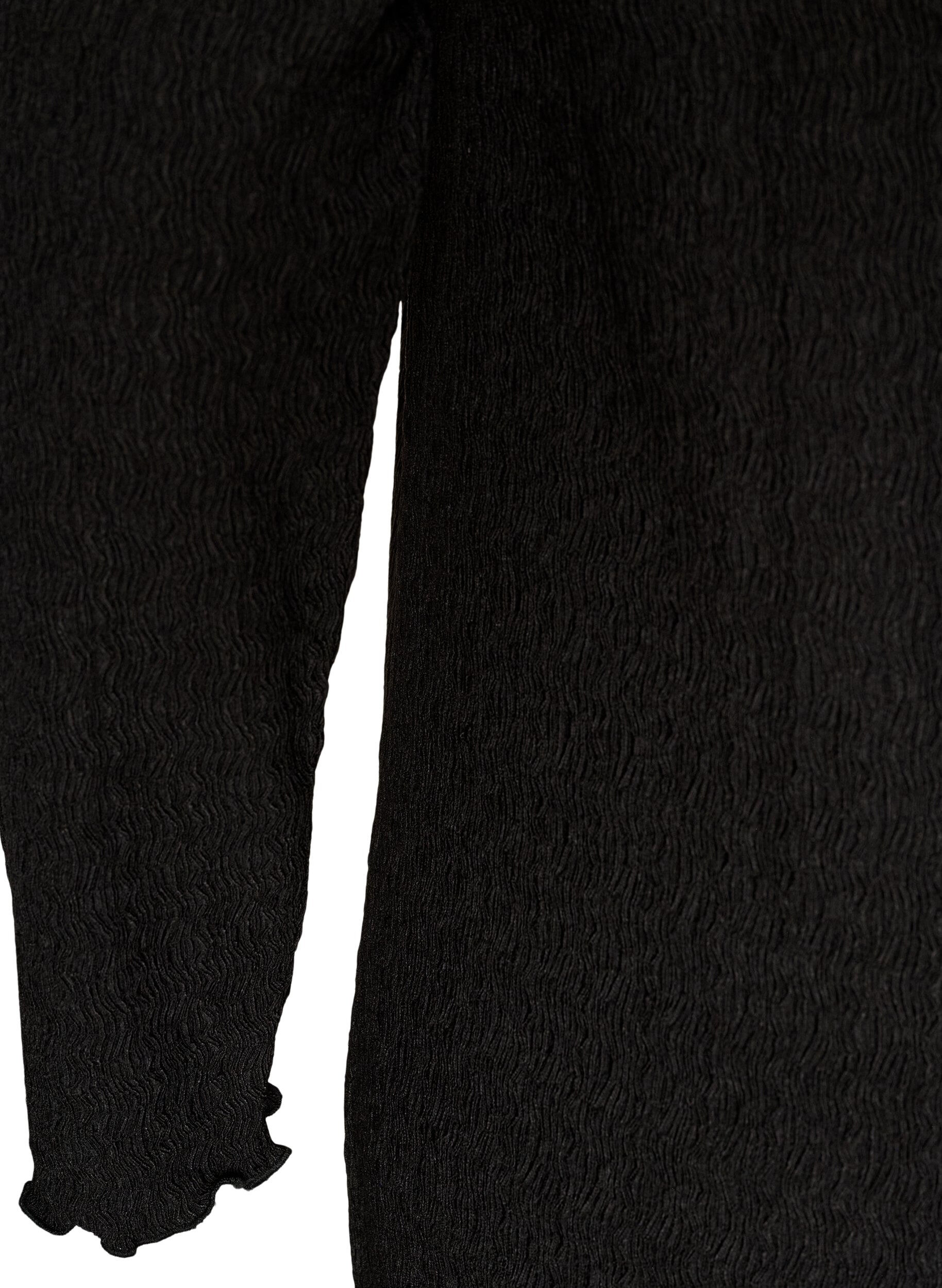 ZizziMidikl&auml;nning med v&aring;gig struktur och l&aring;nga &auml;rmar, Svart, Packshot image number 3