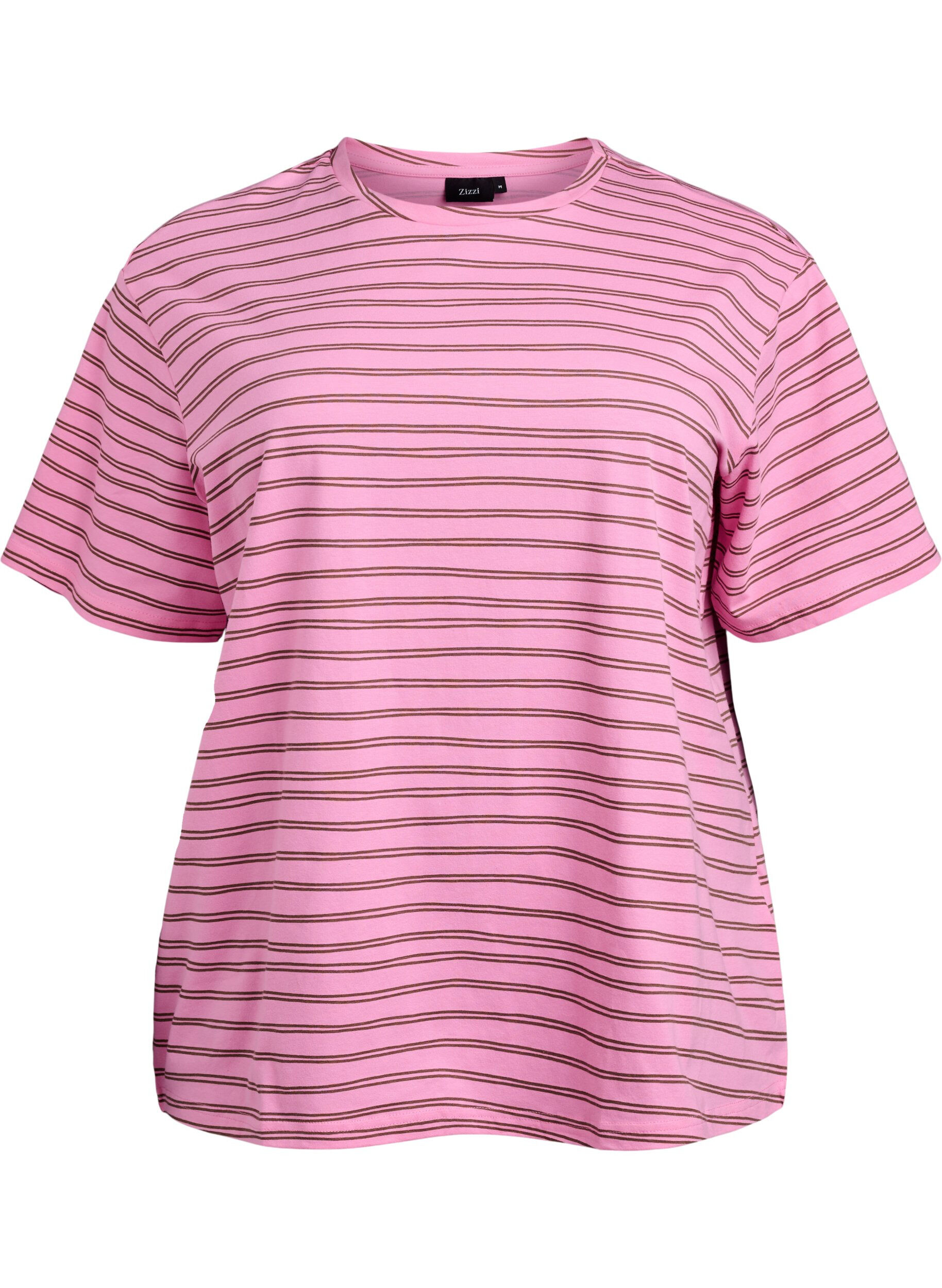 Zizzi Randig t-shirt, Rosa, Packshot image number 0