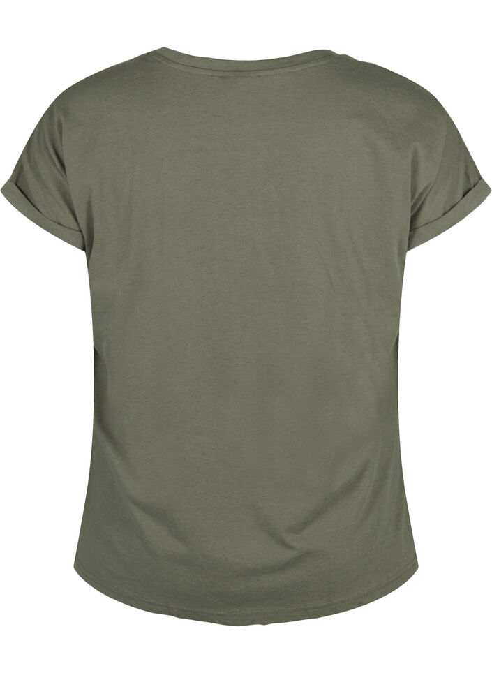 Kort&auml;rmad t-shirt i bomullsmix, Gr&ouml;n, Packshot image number 1