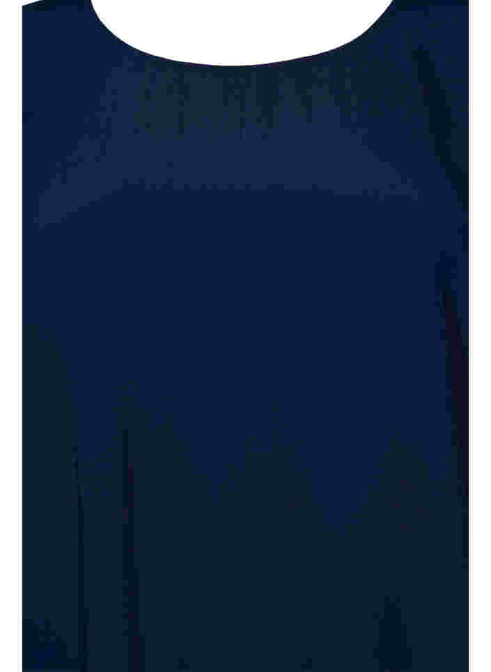 Enfärgad viskosblus med liten puffärm, Navy Blazer, Packshot image number 2
