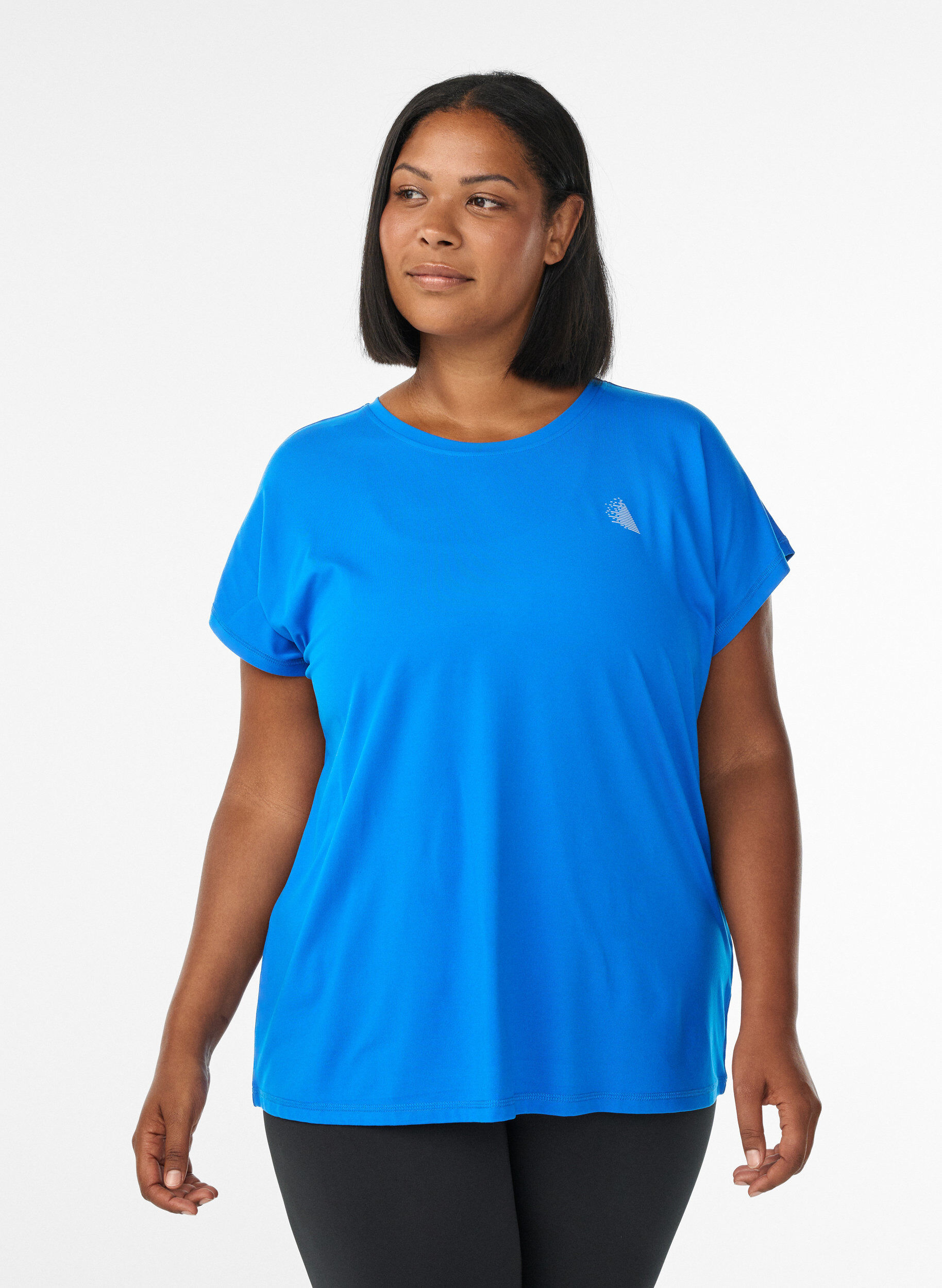 Enf&auml;rgad tr&auml;nings-T-shirt, Bl&aring;, Model
