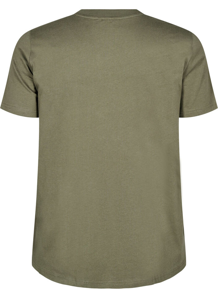 Enkel t-shirt i bomull med rund halsringning, Gr&ouml;n, Packshot image number 1