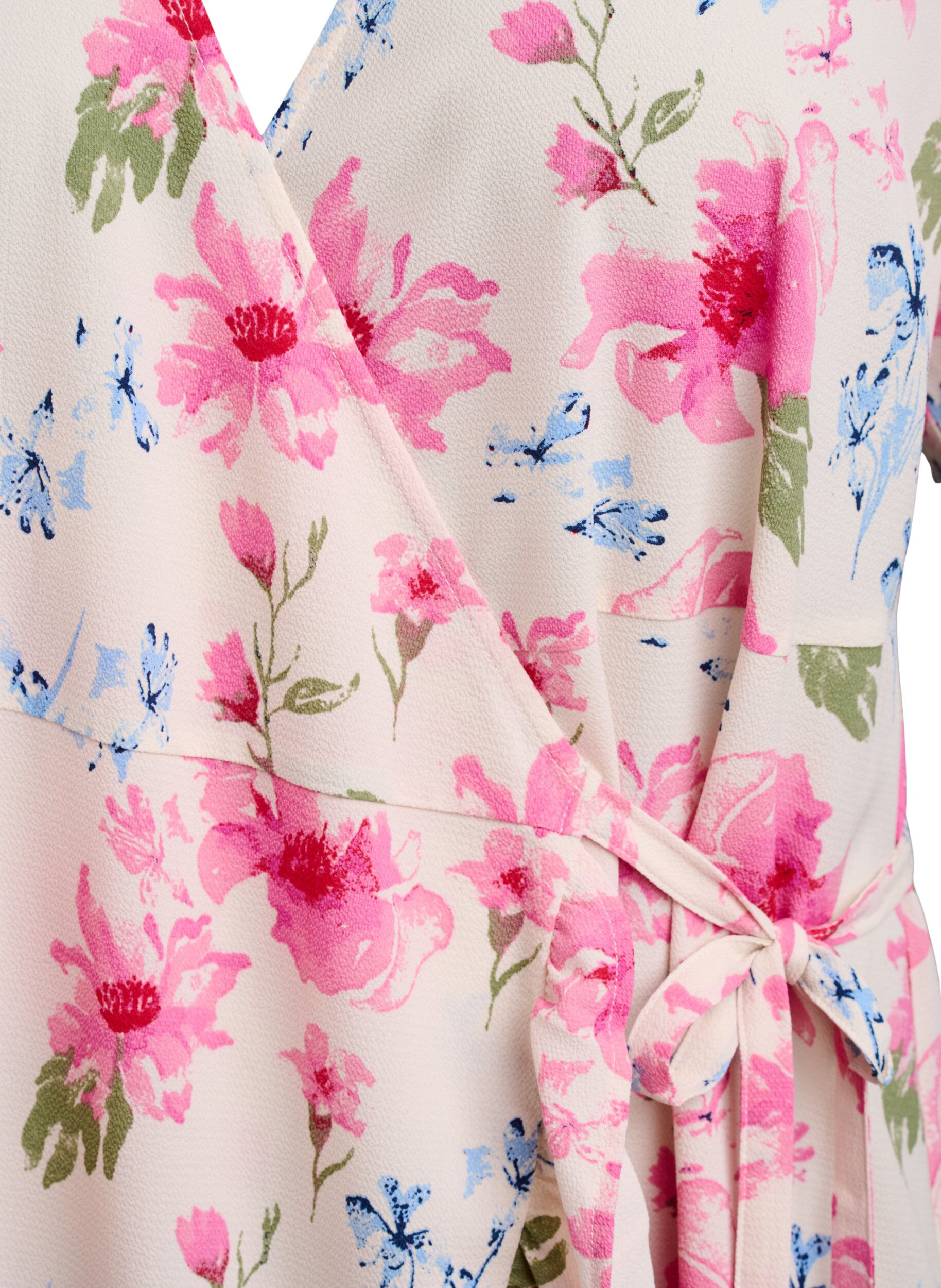 ZizziOmlottkl&auml;nning med blomm&ouml;nster och korta &auml;rmar, Vit, Packshot image number 2