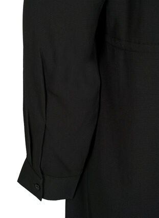 Mönstrad klänning med dragsko i midjan, Black, Packshot image number 4