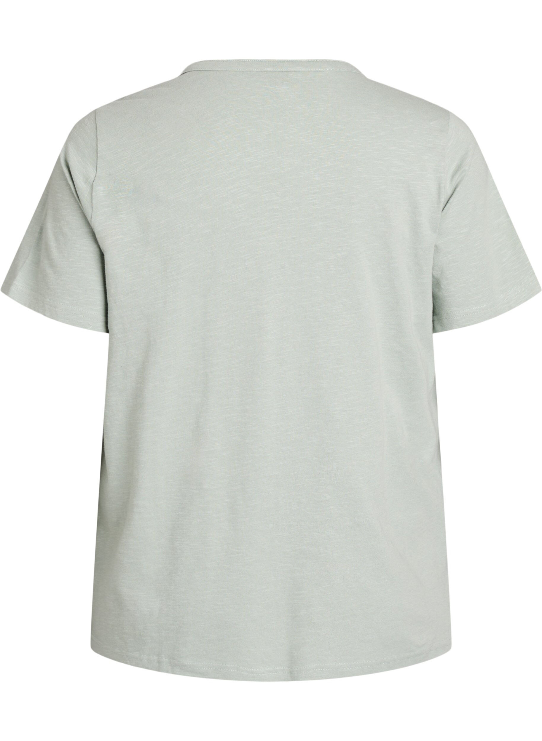 Zizzi T-shirt med knappdetalj, Gr&ouml;n, Packshot image number 1