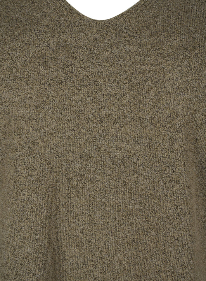 Stickad blus med V-ringning, Dusky G. Black Mel., Packshot image number 2