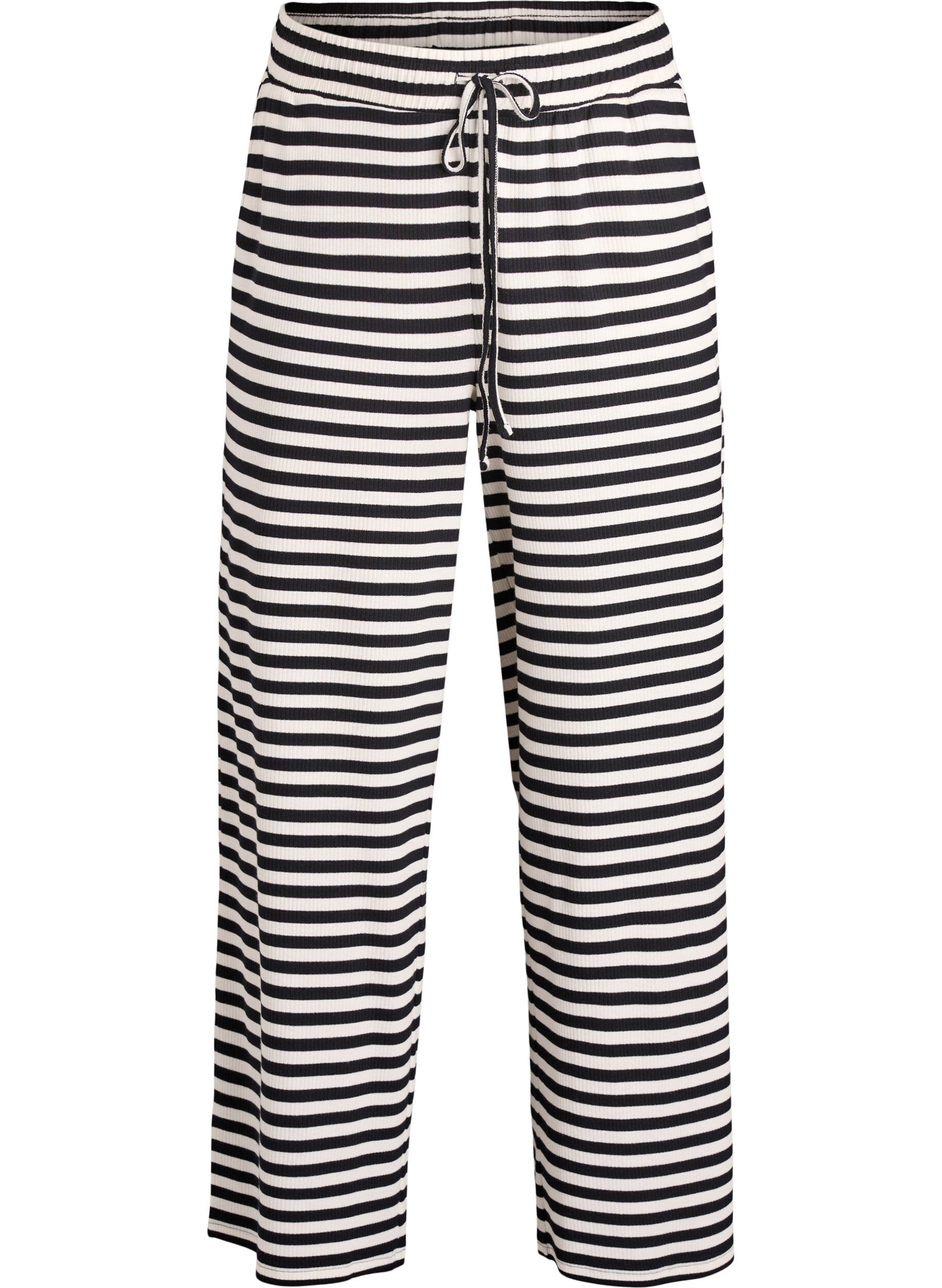 Randiga pyjamasbyxor med h&ouml;g midja och vida ben