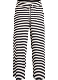 Randiga pyjamasbyxor med h&ouml;g midja och vida ben, Svart