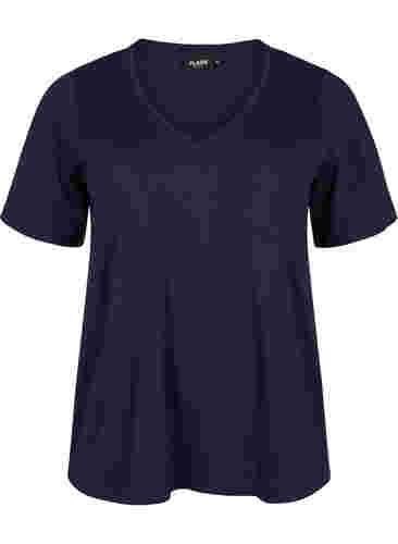 FLASH - 2-pack v-ringade t-shirtar, Navy Blazer/Black, Packshot image number 2