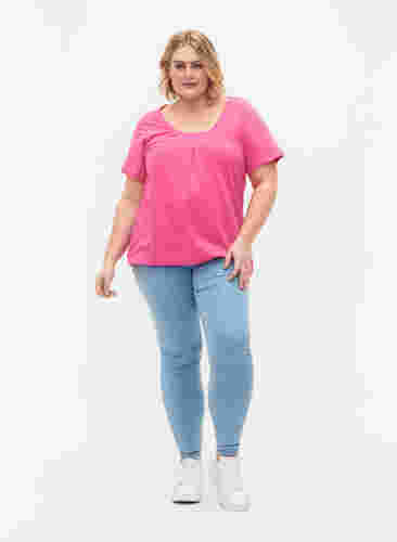 Kortärmad t-shirt i bomull, Shocking Pink, Model image number 2