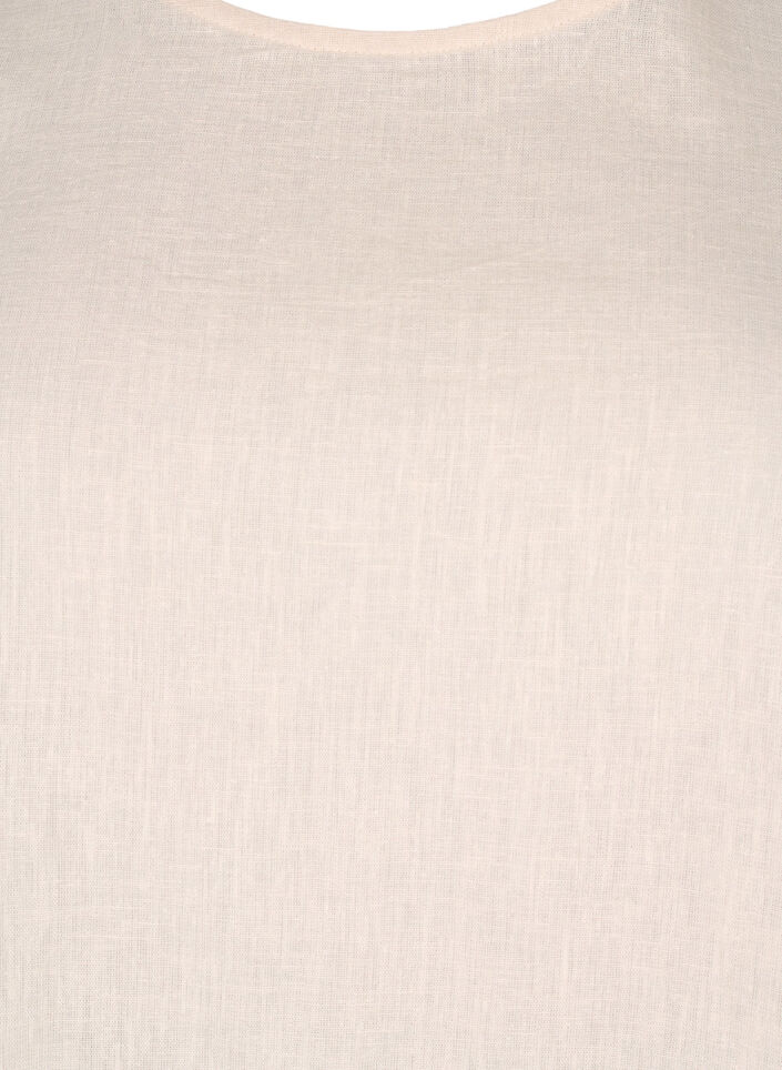 Kortärmad blus i bomullsblandning med detaljer i linne och spets, Sandshell, Packshot image number 2