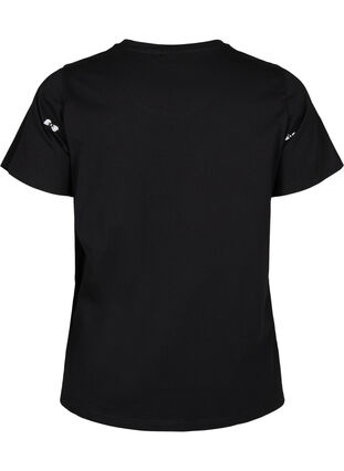 T-shirt i ekologisk bomull med rosetter, Black W. Bow Emb. , Packshot image number 1