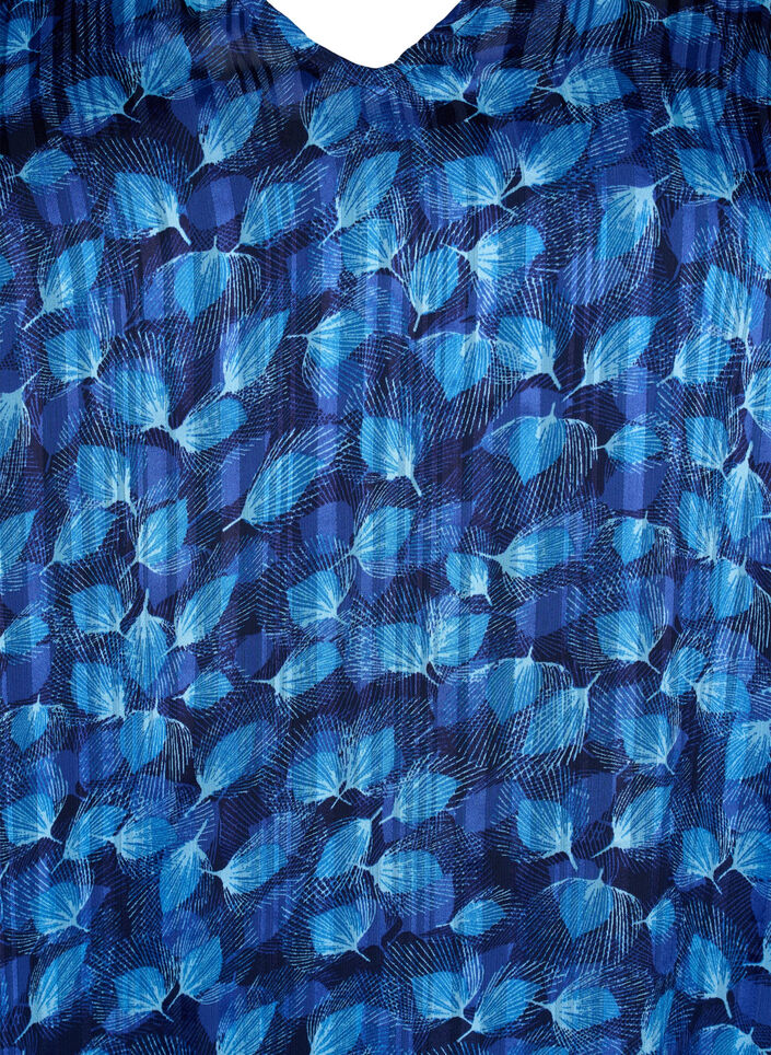 Mönstrad klänning med v-ringning och trekvartsärmar, Navy Blazer Leaf AOP, Packshot image number 2