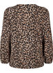 Blus med l&aring;nga &auml;rmar och leopardm&ouml;nster, Brun, Packshot image number 1