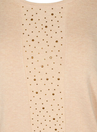 Oversized stickad tröja med nitar och ribbade kanter, Nomad Mel. w studs, Packshot image number 2