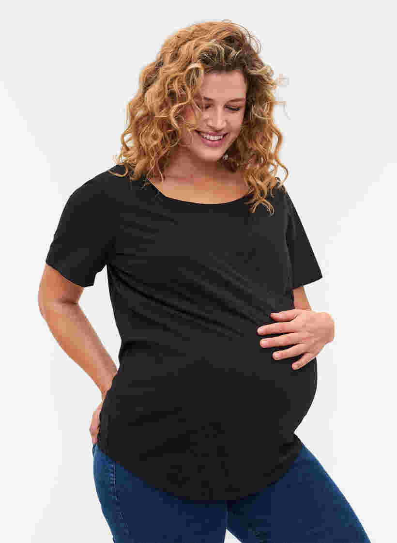 Kortärmad gravidtröja i bomull, Black, Model image number 0