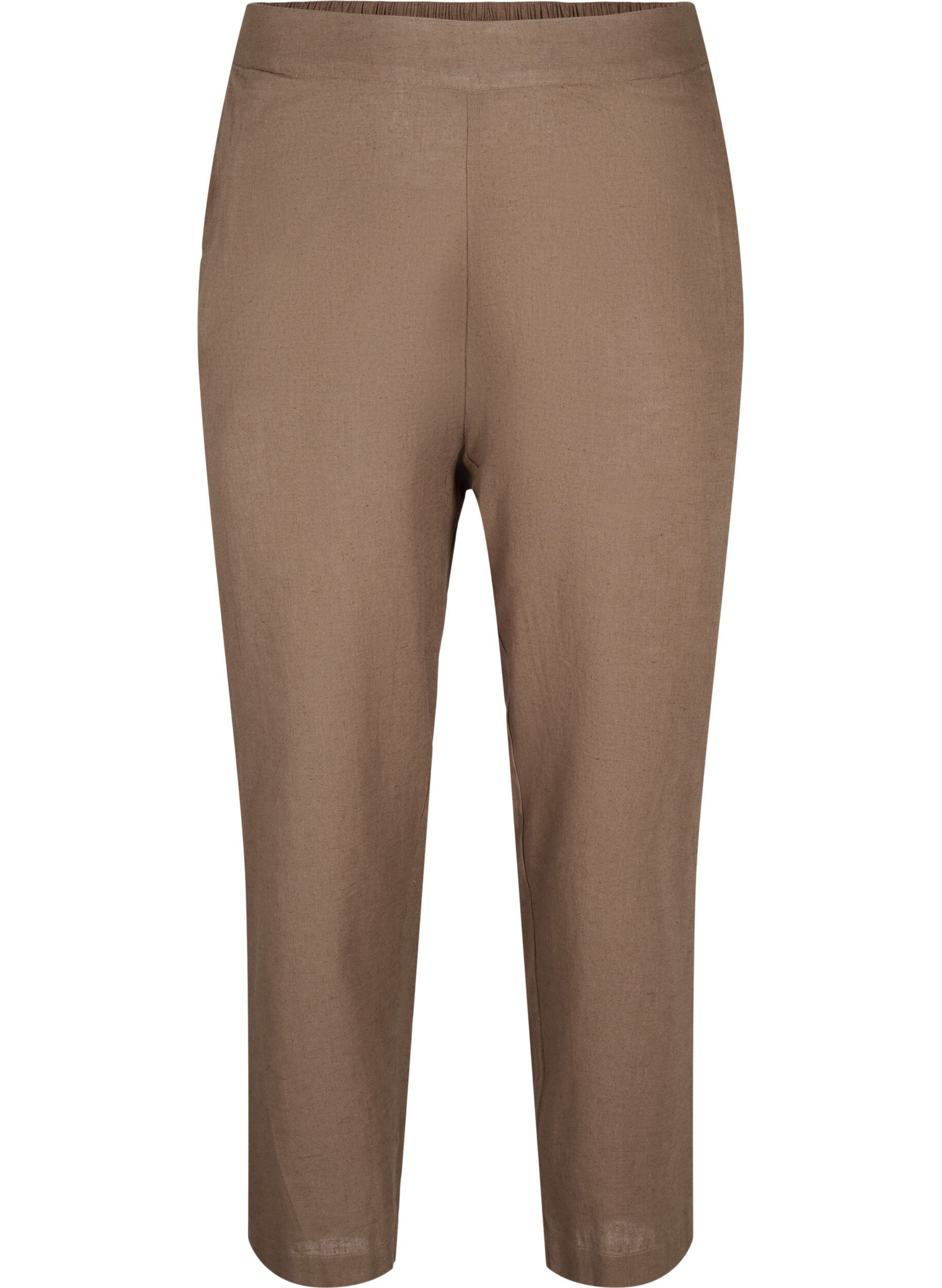 Zizzi L&ouml;st sittande byxor i en lin- och bomullsblandning, Cub, Packshot image number 0