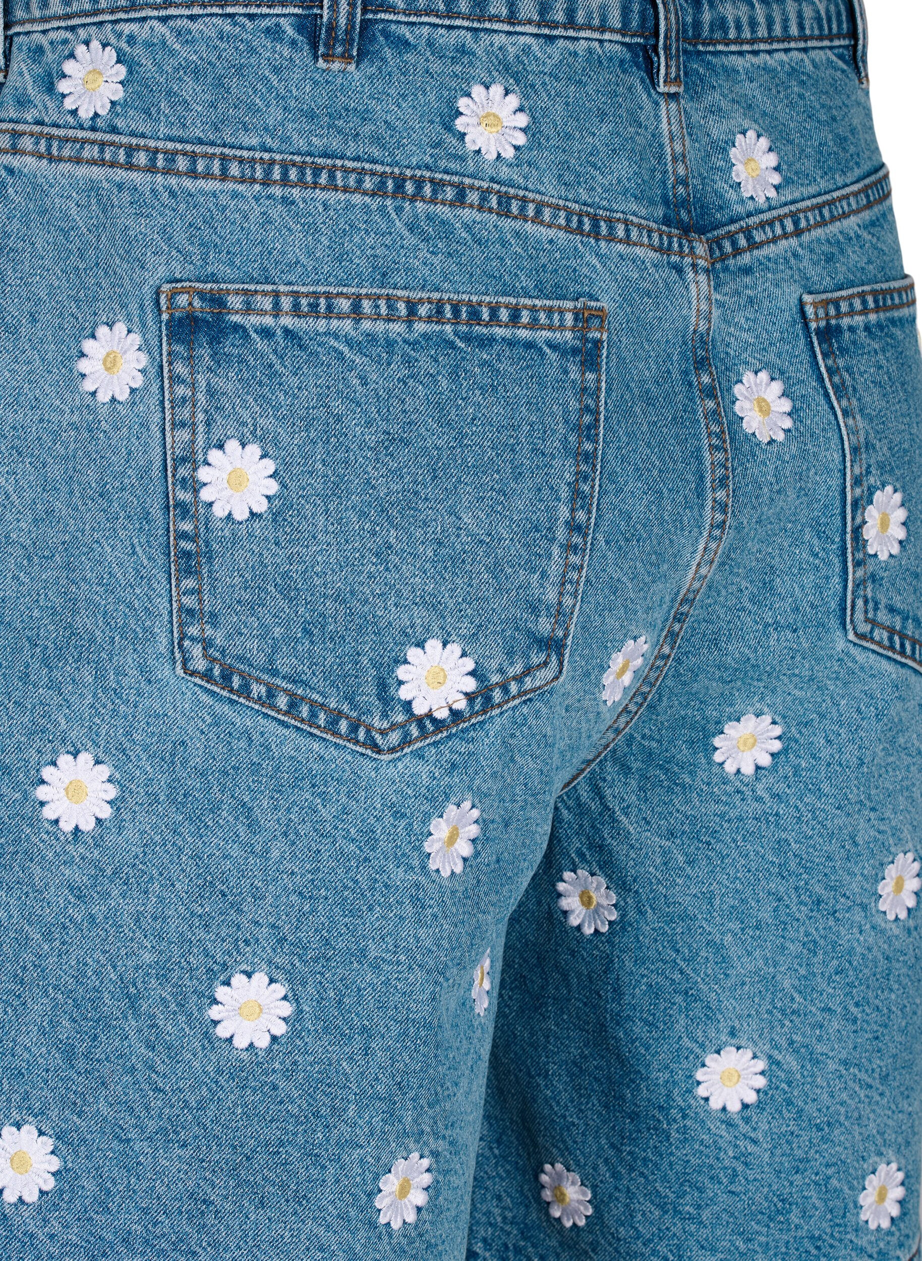 Zizzi Mille shorts med h&ouml;g midja och broderade blommor, L.B. Flower, Packshot image number 3