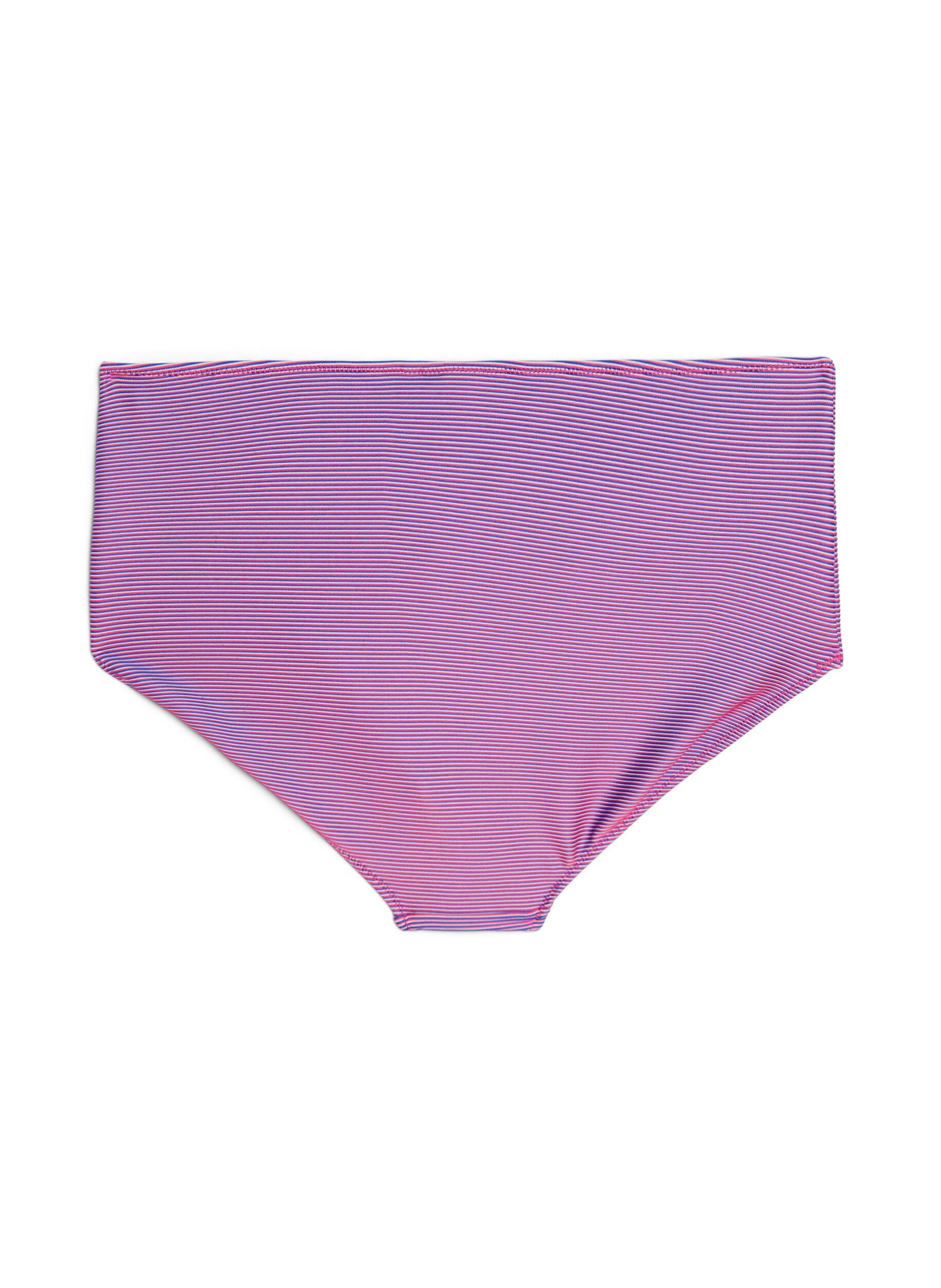 Zizzi Bikinitrosa med h&ouml;g midja och randig struktur, Rosa, Packshot image number 1