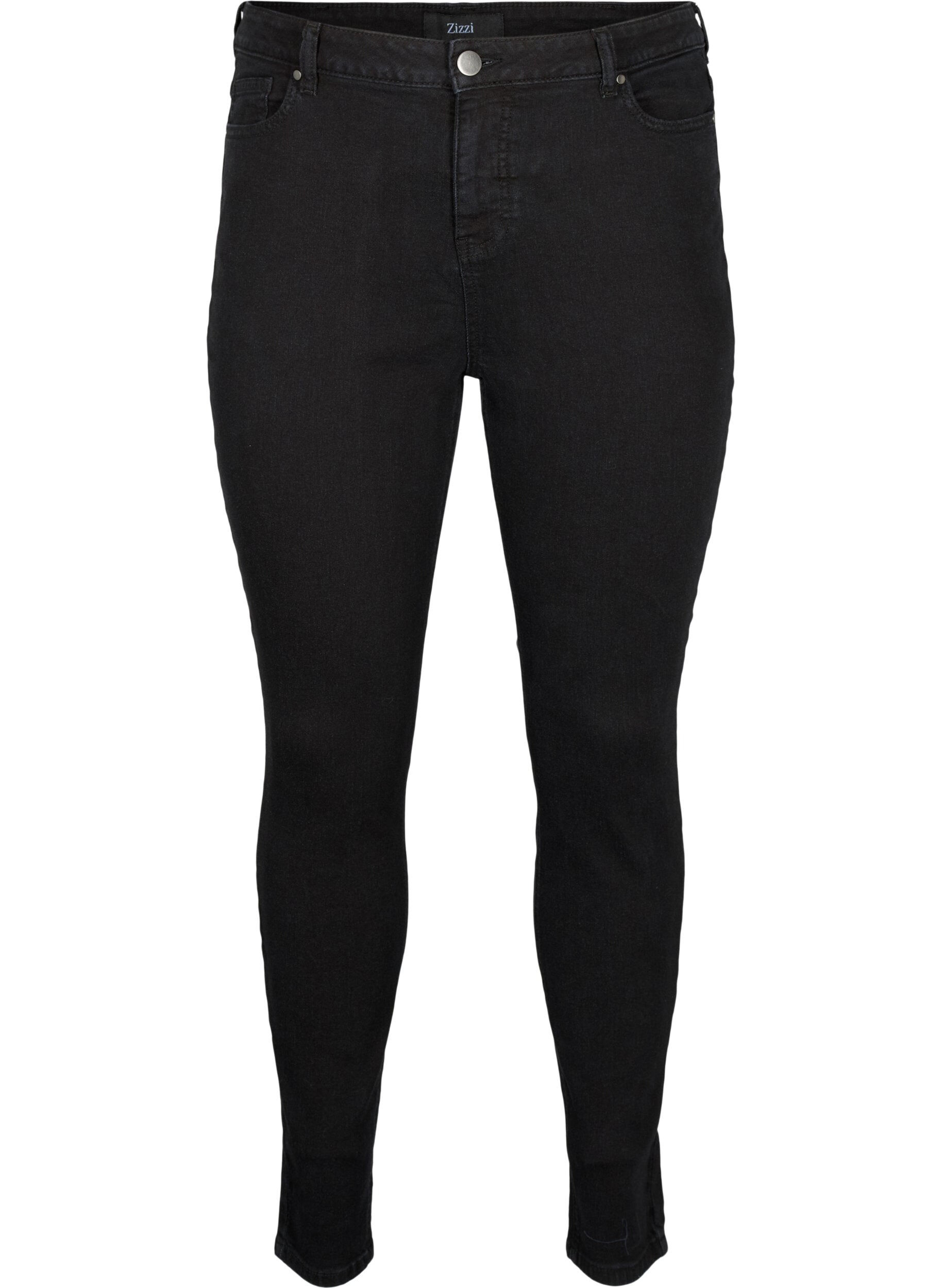 Zizzi Amy jeans med h&ouml;g midja och super slim passform, Black, Packshot image number 0